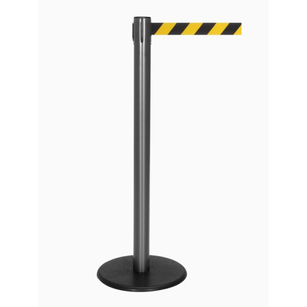 Stein HGS Personenleitsystem -P-Line Famous-, anthrazit, schwarz/gelb diagonal (schraffiert), mit Gurtendstück (Standard), Gurtlänge: 4 m, 12818-1702