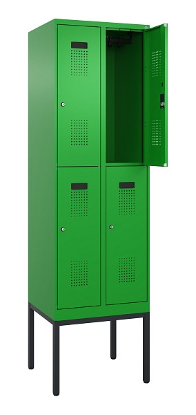C+P Doppelstock-Spind Evolo PLUS, Gestell, 4 Fächer, 2120x600x500mm, 6037/6037, Zylinderschloss, 0493307-20 S10053