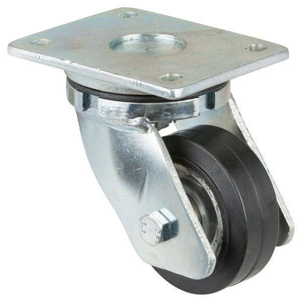 BS Rollen Schwerlastrolle, Rad-Breite 40 mm, Rad-Ø 100 mm, Tragfähigkeit 150 kg, Elastik-Reifen schwarz, Radkörper Aluminium, Kugellager, RR100.B80.101