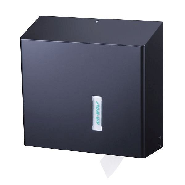 Air Wolf Großrollenspender frei befüllbar mit 1 Großrolle, Serie Omega, H x B x T: 350 x 377 x 133 mm, Edelstahl matt schwarz, 29-537