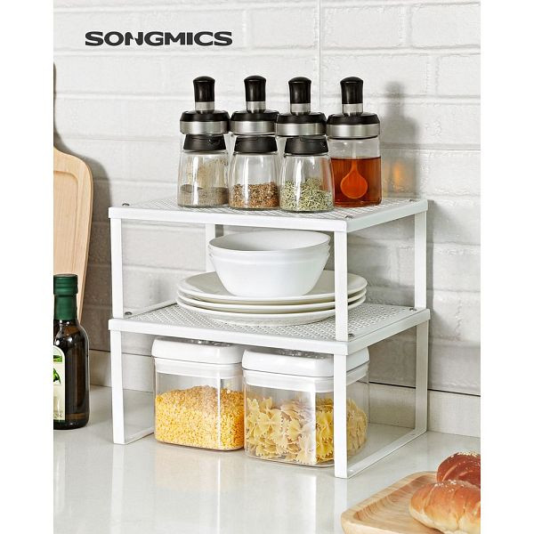 SONGMICS 2er Set Küchen-Organizer aus Metall, Weiß, KCS01WT