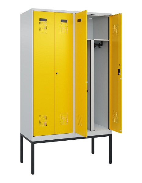 C+P PSA Doppel-Spind Evolo PLUS, Gestell, 4 Abteile, 2120x1200x500mm, 7035/1023, Zylinderschloss, 0490327-40P S10028