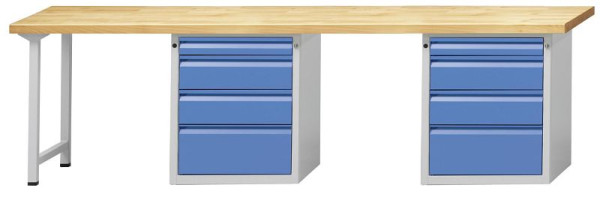 ANKE Werkbänke Kombiwerkbank, Modell 907 E, 2800 x 700 x 850 mm, RAL 7035/5012, BMP 50 mm, 511.149