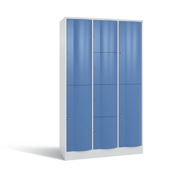 C+P Schließfachschrank Resisto, 8 Fächer, H1950xB1148xT540 mm, Grau/Fernblau, 8070-3722 S10042