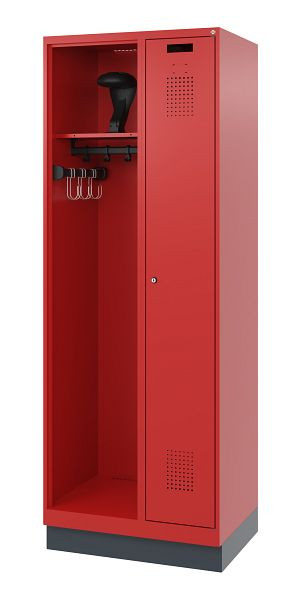 C+P Feuerwehrspind Evolo, Modell KOMBI, 2 Abteile, H1950xB700xT500 mm, Feuerrot, Sockel, 0494015-15 S10011