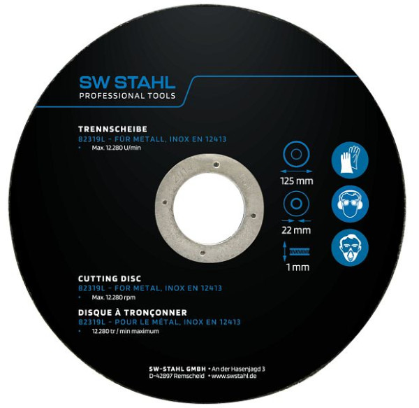SW-Stahl Trennscheibe für Metall, 125 x 1,0 x 22 mm, VE: 10 Stück, 82319L