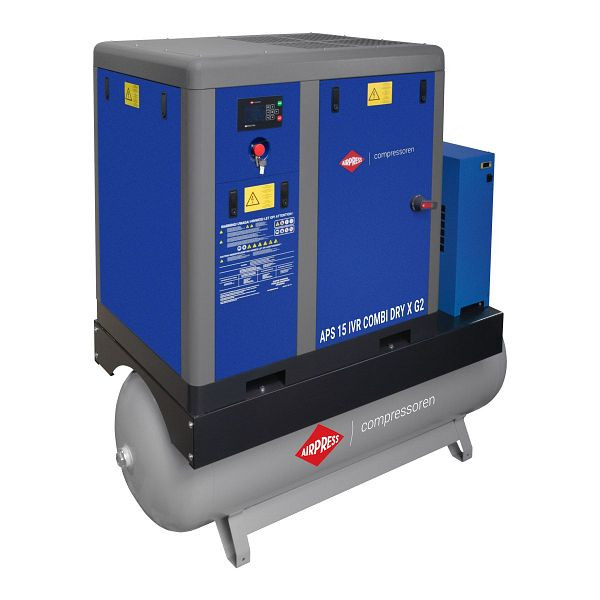 Airpress Schraubenkompressor 10 bar 500L 15 PS/11 kW 630-1680 l/min (APS 15 IVR Combi Dry X G2), 369213-IVR-G2