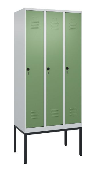 C+P Umkleidespind Classic PLUS, Gestell, 3 Abteile, 2120x900x500mm, 7035/6011, Drehriegel, 0800307-30 S10006