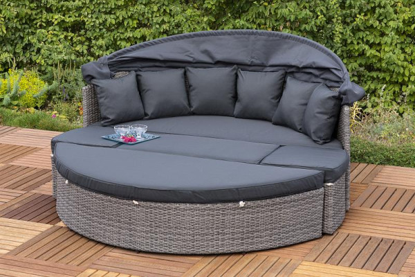 Merxx Riva Relaxinsel, Ø 180 cm, inkl. Auflagen und Kissen, grau, Aluminiumgestell mit Kunststoffgeflecht, 28256-262
