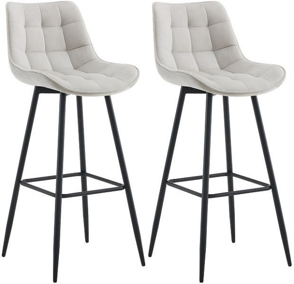CLP Barhocker Dartford Samt, grau, VE: 2 Stück, 325343