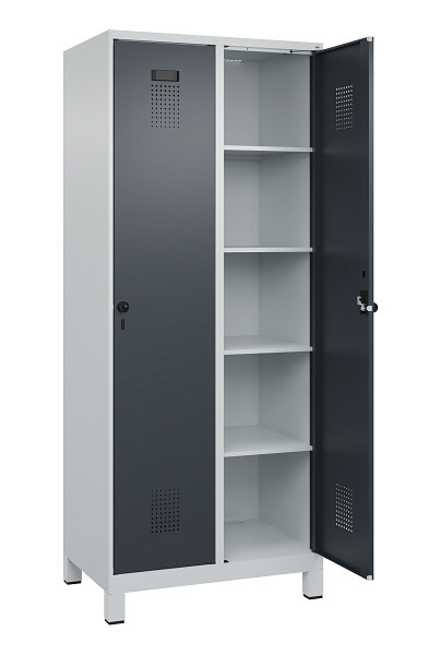 C+P Wäsche-Spind Evolo PLUS, mit Füßen, 2 Abteile, 1950x800x500mm, 7035/7016, Verschluss Drehriegel, Ablageböden 8, 049010-22B S10012