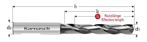 Karnasch VHM-Hochleistungsbohrer ohne IK d= 8,0 / L3= 29HE DVC-X2, 2204020800029