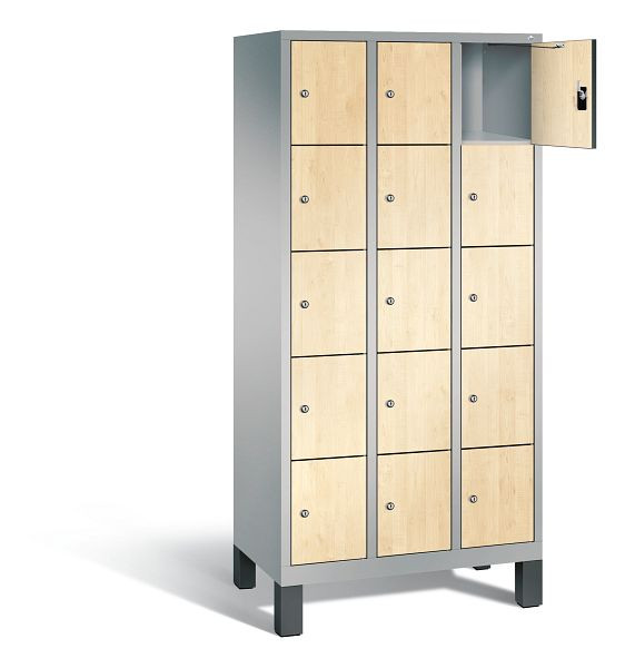 C+P Schließfachschrank Evolo, H1850xB900xT500mm, Farbe: Weißaluminium / Dekor Donau-Ahorn, 48010-305 S10176