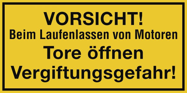 Moedel VORSICHT!Beim Laufenlassen von Motoren Vergiftungsgefahr!, Kunststoff, 400x200mm, 60242