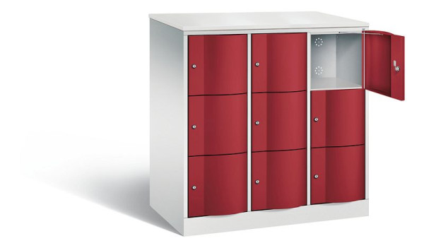 C+P XL-Schließfachschrank Resisto, H1255xB1148xT640mm, Farbe: Lichtgrau / Rubinrot, 8573-373 S10148