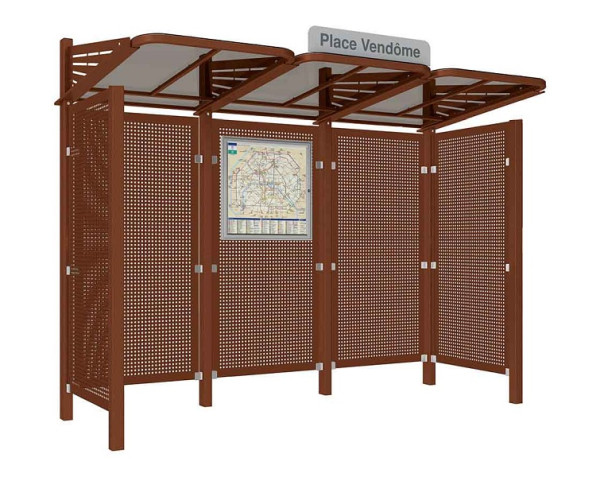Procity Wartehalle Convi® Rückwand Und 2 Seitenverkleidungen Aus Blech, Farbe Rost Korken Effekt, 529438.S025
