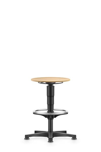 bimos Allround Hocker mit Gleiter und Fußring, Holz, Sitzhöhe 560-830 mm, 9461-3000
