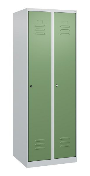 C+P Umkleidespind Classic PLUS, 2 Abteile, 1700x600x500mm, 7035/6011, Zylinderschlösser, 0800007-20 S10016