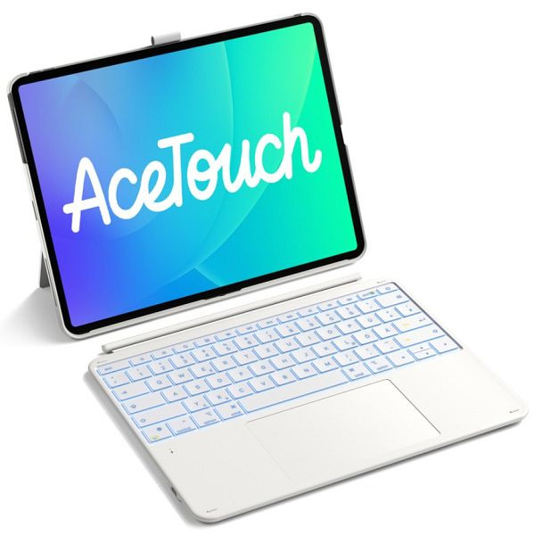 inateck Abnehmbar Tastatur Hülle Kompatibel mit iPad Air 13" M4/M3/M2 (2026/2025/2024), iPad Pro 12.9" 6/5/4/3 Gen,QWERTZ, AceTouch, weiß, N0046_white