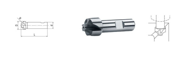 ELMAG HSS Co8 Viertelkreis-Profilfräser DIN 6518, Ø 19,0 x 5,5 mm, 73810