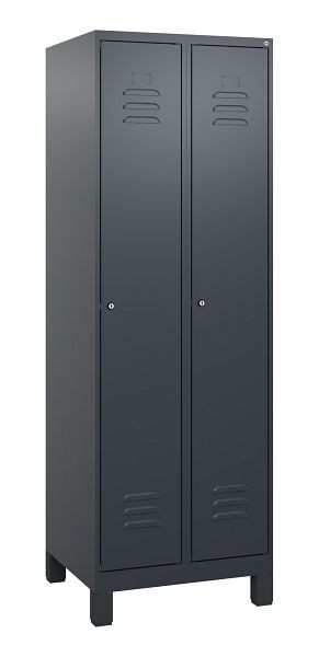 C+P Umkleidespind Classic PLUS, Füße, 2 Abteile, 1800x600x500mm, 7016/7016, Zylinderschlösser, 0800107-20 S10027