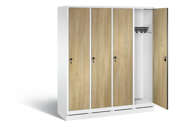 C+P Garderobenschrank Evolo, H1800xB1590xT500mm, Farbe: Verkehrsweiß / Dekor Eiche Sereno, 48020-42 S10566