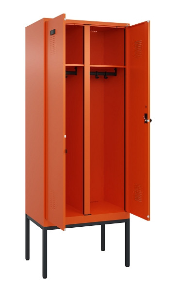 C+P Schwarz-Weiß-Spind Evolo PLUS, Gestell, 2 Abteile, 2120x800x500mm, 2004/2004, Drehriegel, 0490327-22 S10023