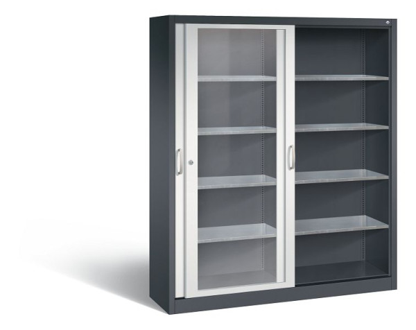 C+P Schiebetürenschrank Acurado, H1950xB1600xT400mm, Farbe: Schwarzgrau / Lichtgrau, Bügelgriff, 2149-055 S10054