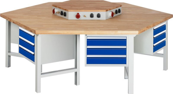 RAU Gruppenwerkbank 427-Energieaufsatz, B2700xT2340xH790-1140mm, 6x 3 Schubladen-Teilauszug, 03-427-135B4H-EA1.11