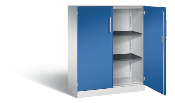C+P Flügeltürenschrank Asisto, H1310xB1000xT435mm, Farbe: Lichtgrau / Enzianblau, Bügelgriff, 3 OH, 141032-000 S10165