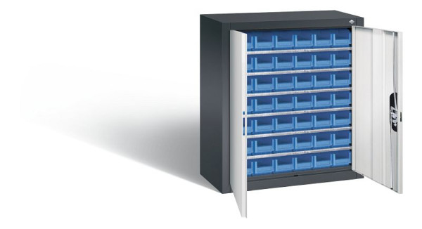 C+P Magazinschrank Serie 13, H830xB700xT300mm, Farbe: Schwarzgrau / Lichtgrau, Muldengriff, 134013-21 S10049