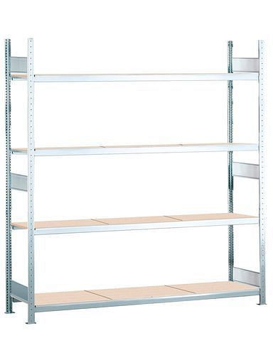 Schulte Weitspannregal mit Spanplatten, Grundfeld, 4 Lagerebenen, Fachbreite 2500 mm, 2560 x 836 x 2500 mm, 278976