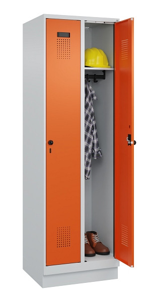 C+P Spind Evolo PLUS, mit Sockel, 2 Abteile, 1950x600x500mm, 7035/2004, Verschluss Drehriegel, Ablageböden 2, 049020-20 S10002