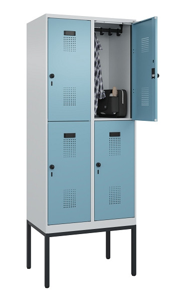 C+P Doppelstock-Spind Evolo PLUS, Gestell, 4 Fächer, 2120x800x500mm, 7035/0010, Drehriegel, 0493307-22 S10009