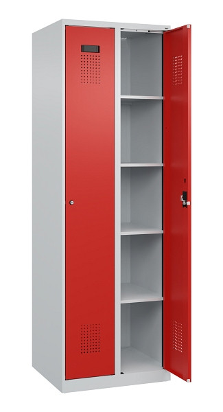 C+P Wäsche-Spind Evolo PLUS, 2 Abteile, 1850x600x500mm, 7035/3020, Verschluss Zylinderschloss, Ablageböden 8, 049000-20B S10032