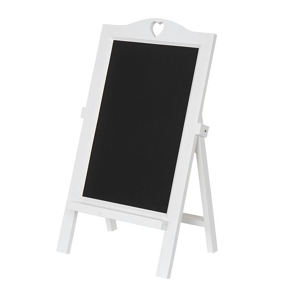 Mendler Werbetafel HWC-E51, Aufsteller Kreidetafel Kundenstopper Dekotafel, 66x39x33cm, weiß lackiert, 61003