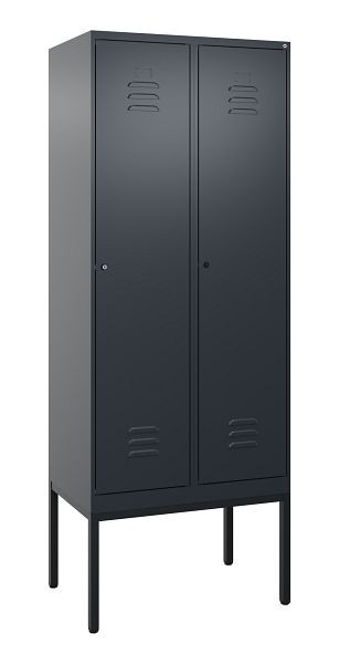 C+P Umkleidespind Classic PLUS mit Mitteltrennwand, Gestell, 2 Abteile, 2120x800x500mm, 7016/7016, Zylinderschlösser, 0800307-22F S10027
