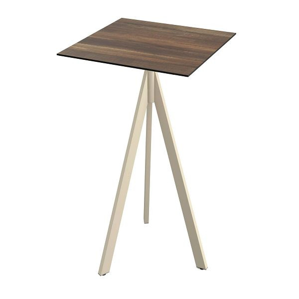 Feros Infinity Tripod Stehtisch Sand frame + Tropical Wood HPL Tischplatte 70x70 cm, 140061277
