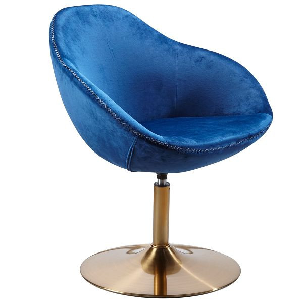 Wohnling Loungesessel Sarin Samt Blau / Gold 70x79x70 cm, WL5.920