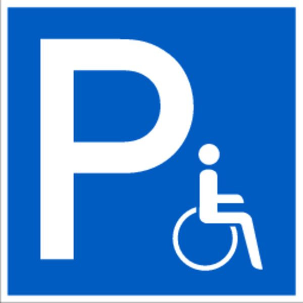 Schilder Klar Parkplatzkennzeichnung Parkplatz für Rollstuhlfahrer, 150x150 mm Folie selbstklebend, 3215/61