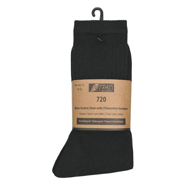 NITRAS Basic- Socken, Baumwolle/ Polyester/ Elasthan, Größe: 38, Farbe: schwarz, VE: 160 Paar, 720-1000-38