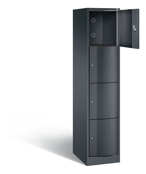 C+P Schließfachschrank Resisto, H1950xB396xT540mm, Farbe: Schwarzgrau, 8470-172 S10026