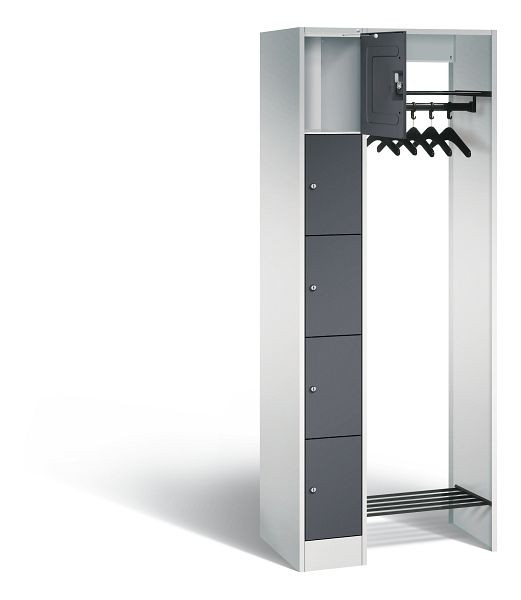 C+P Offene Garderobe Serie 8070, H1950xB740xT480mm, Farbe: Lichtgrau / Schwarzgrau, 80700-00 S10045
