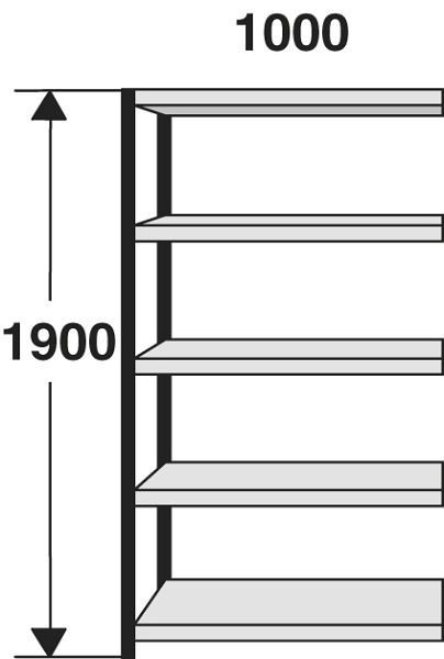 Kerkmann Regalfeld Stora 100, B 1000 x T 400 x H 1900 mm, silber/lichtgrau, 51261914