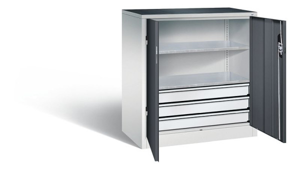 C+P Werkzeugschrank Acurado, H1000xB930xT500mm, Farbe: Lichtgrau / Schwarzgrau, Muldengriff, 8821-5035 S10085
