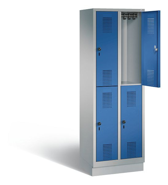C+P Spind doppelstöckig Evolo, H1800xB610xT500mm, Farbe: Weißaluminium / Enzianblau, 48320-20 S10605