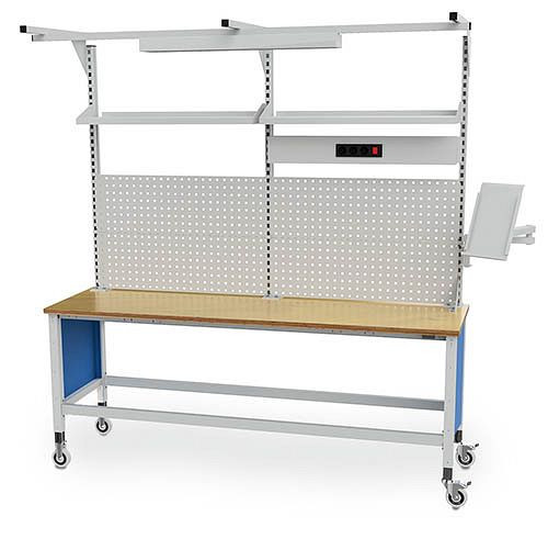 Bedrunka+Hirth Multi-Wand-Aufbau workergo mit Obergestell, 1x Energiekanal, 4x Lochwand, 2x Fachboden, 1x Schwenkarm, 2000 x 1255 mm, 4C200-7