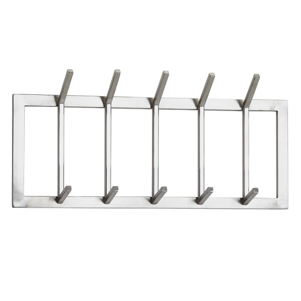 Wohnling Wandgarderobe Metall Silber 65x30x10 cm Design Flurgarderobe Stahl, Hakenleiste Wandpaneel, Garderobe Wand, Garderobenleiste Flur, WL6.443