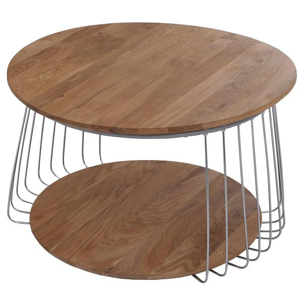 MCA Couchtisch HWC-P60, Beistelltisch Kaffeetisch Loungetisch, Metall MDF rund Ø 70cm, braun, 119401