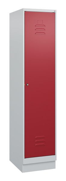 C+P Umkleidespind Classic PLUS mit Mitteltrennwand, Sockel, 1800x400x500mm, 7035/3003, Zylinderschloss, 0800207-12F S10016